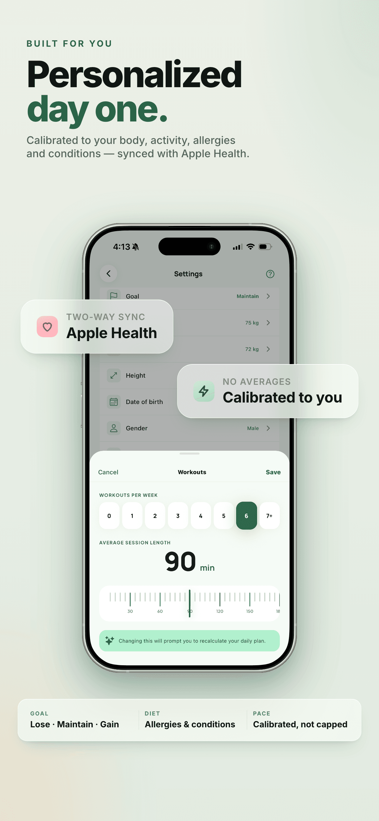 Personalized health sync
